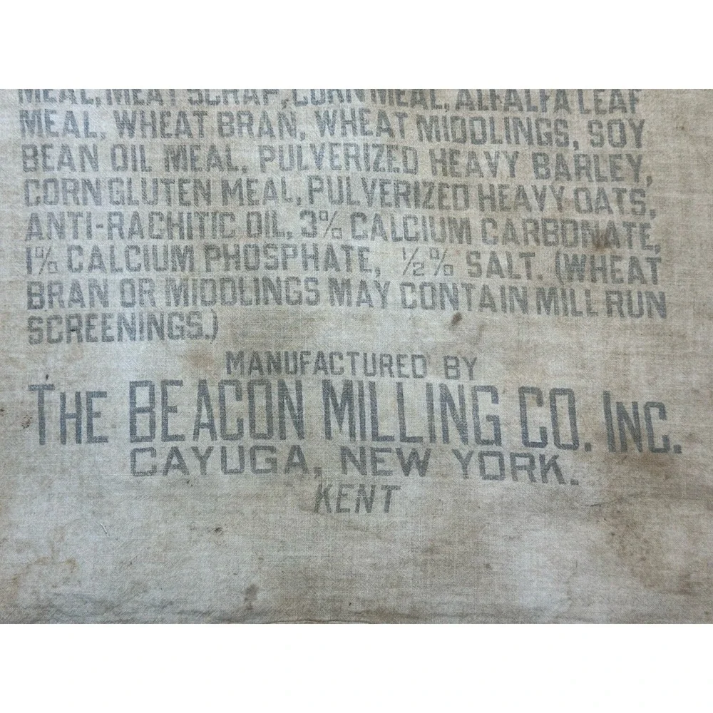 Vintage Cayuga Chicken Feed Bag‎ Beacon Milling Co Laying Mash Indian Chief Head